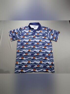 Pins & Aces Mens Short Sleeve Performance Golf Polo Shirt XL Spades